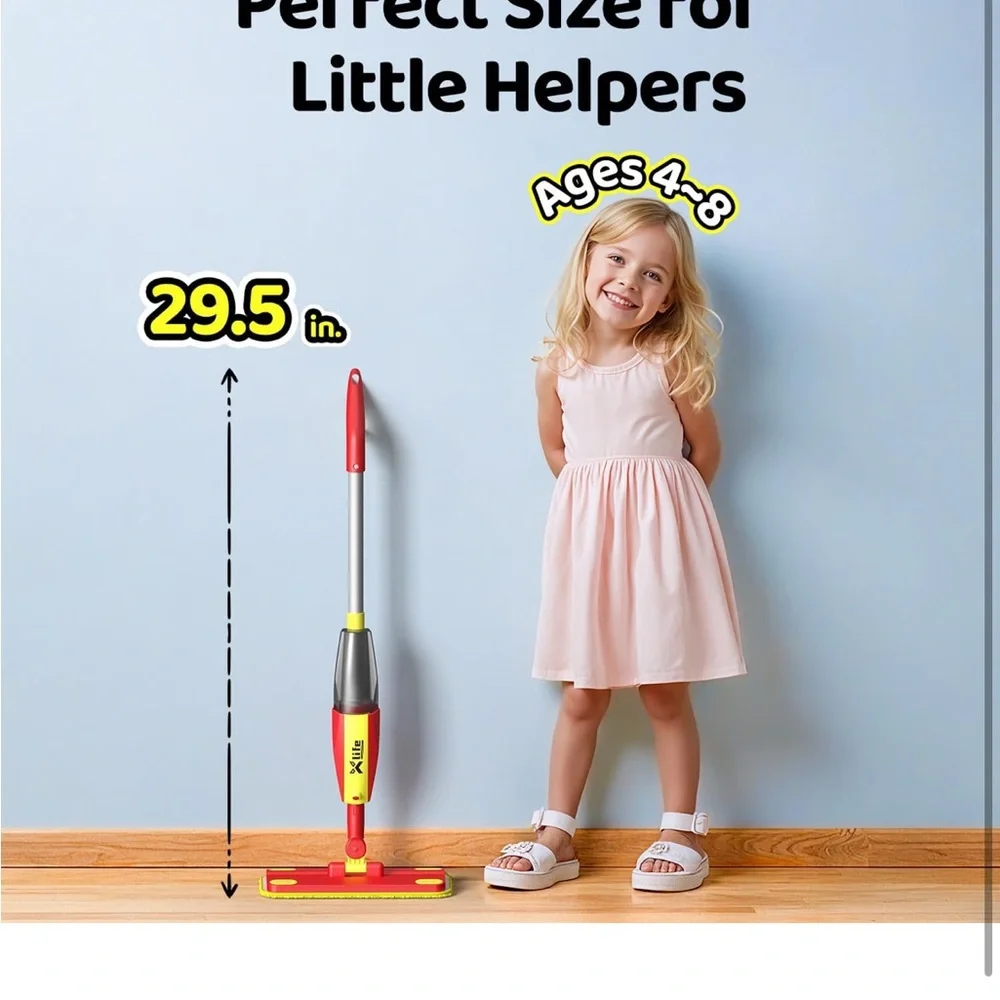 Kids Red and Yellow Real Floor Mop with Accessories